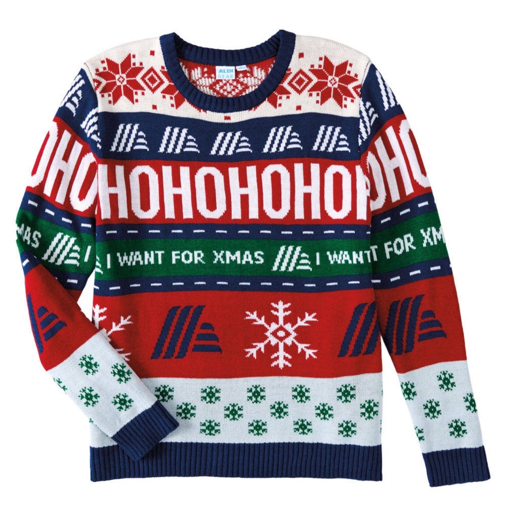 Aldi Gear Multicolor Unisex Men Women Christmas Holiday Ugly Crewneck Sweater L